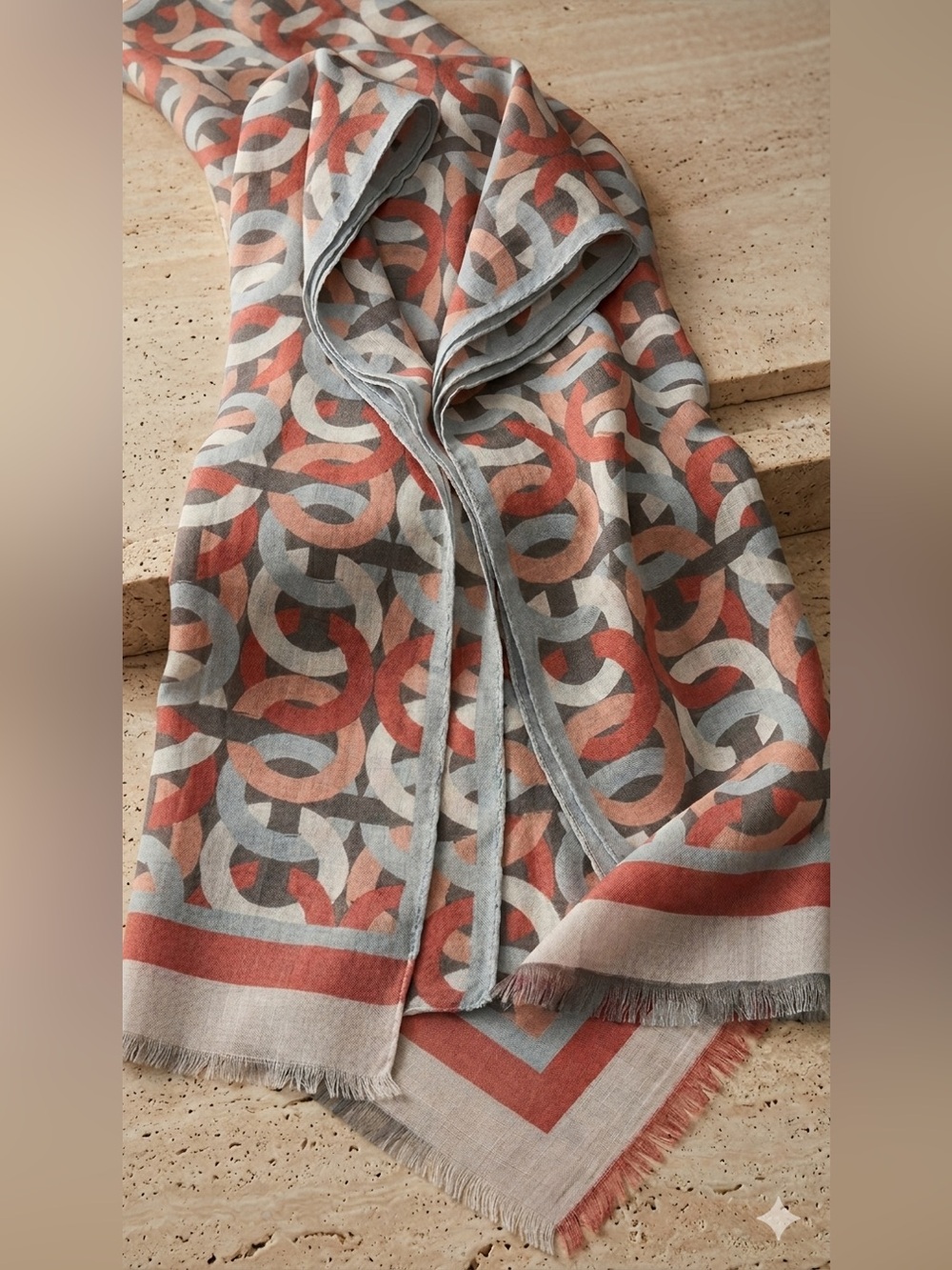 COACH Optical C Metallic Oblong Scarf Wool Silk Blended 78"x21"  in Pink & Gray